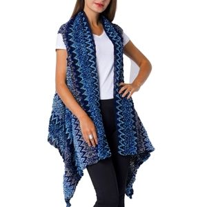 Beautiful Mixed Navy Draped Front Kimono